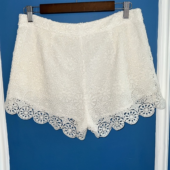 Ella Moss White Lace Crochet Shorts - Size M - Picture 2 of 7